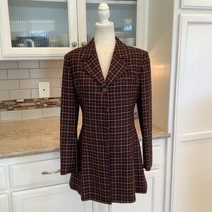 Iceberg Black w/Red Yellow Plaid Wool Blazer Size XSmall Made in Italy